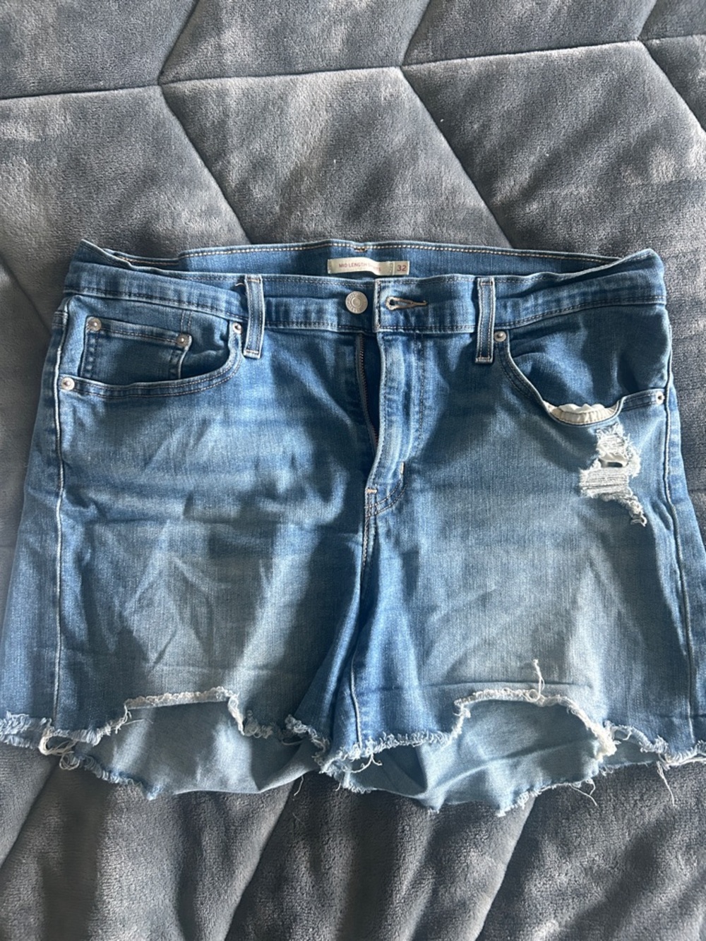 Levi's Light Blue Distressed Denim Cutoff Shorts
